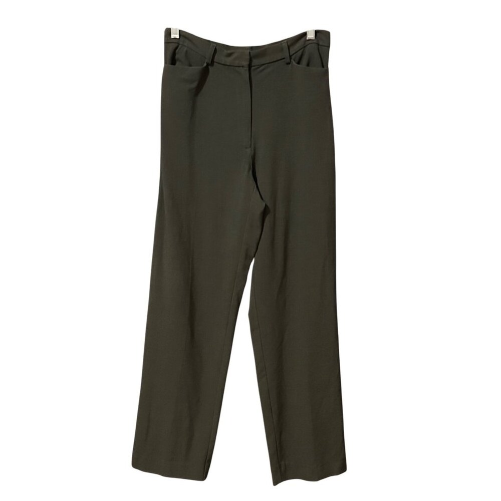 Liz Claiborne Lizsport Womens Pants Petite 10 Dress Dark Olive Green Straight